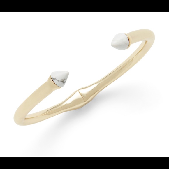 SLATE Porter Hinge Cuff Bracelet, Gold over Brass w/ Howlite, Rocksbox Exclusive - Picture 1 of 15